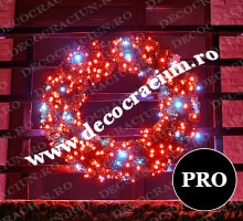 Coronita de Craciun lumini leduri rosii, 80cm diametru, interior si exterior