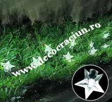 Ghirlanda artificiala brad de Craciun cu leduri alb rece decor stelute