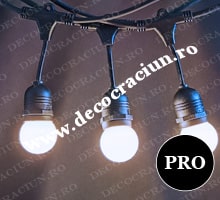 Ghirlanda luminoasa exterior 10m lungime 20 becuri lumina rece si cablu cu dulii E27 tip pendul