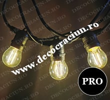 Ghirlanda luminoasa exterior 10m lungime, 20 becuri G45 tip Edison dulie E27, lumina calda