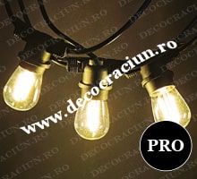 Ghirlanda luminoasa exterior 5m lungime, 10 becuri S14 tip Edison dulie E27, lumina calda