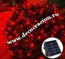 Ghirlanda luminoasa solara de gradina leduri rosii