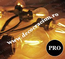 Ghirlanda luminoasa exterior 10m lungime, 20 becuri A60 tip Edison dulie E27, lumina calda