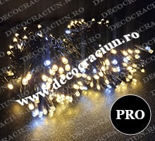 Instalatie luminoasa Craciun exterior IP65 leduri alb cald 20m cablu negru cauciucat