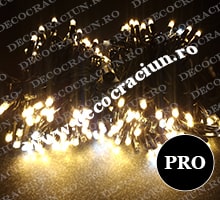 Instalatie luminoasa Craciun exterior IP65 leduri alb cald statice 20m cablu negru cauciucat