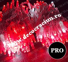 Instalatii Craciun exterior 20m lungime 200 leduri rosii efect flash cablu alb cauciucat