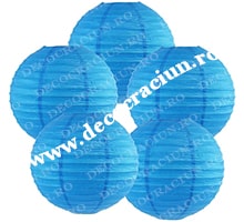 Lampioane albastre 25cm de exterior din material impermeabil, set 5 buc
