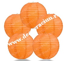 Lampioane portocalii 25cm de exterior din material impermeabil, set 5 buc