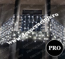 Perdea lumini exterior Craciun 6x1,5m leduri alb rece efect strobo cablu alb cauciucat